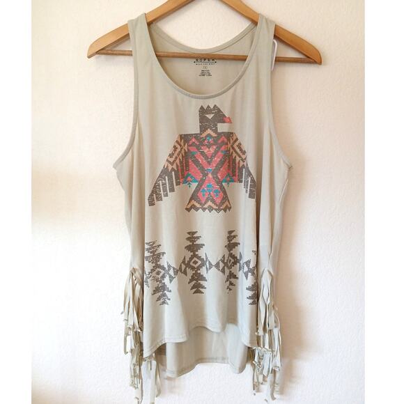 Roper tank top thunderbird graphic with fringe - Picture 1 of 5